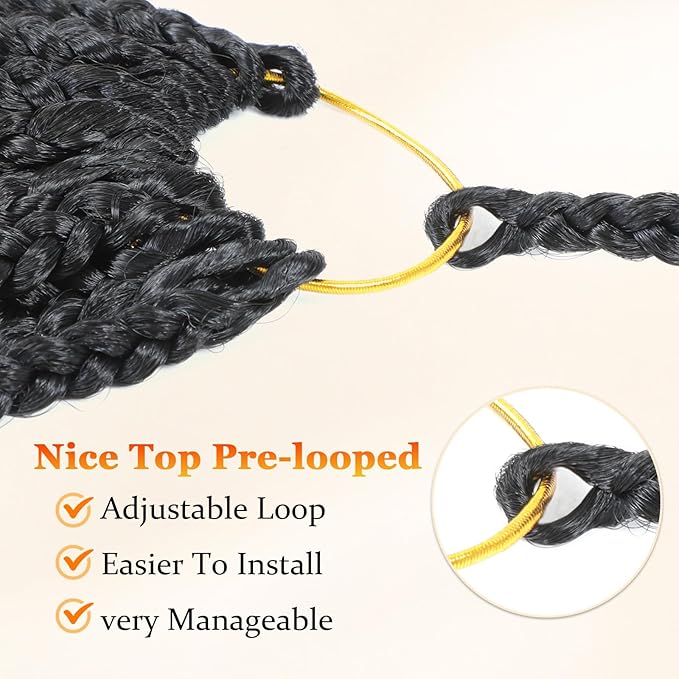 14 Inch Goddess Box Braids Crochet Hair Curly Ends 9 Packs Pre Looped Boho Crochet Box Braids Bohemian Box Braid Crochet Hair For Black Women (14Inch 9 Packs,1B/30/613)