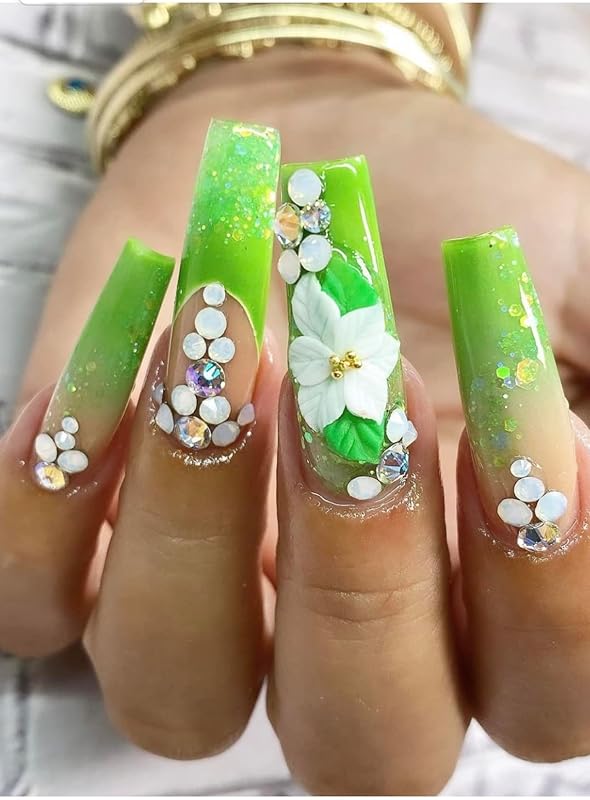 Set 8Pcs 3D Acrylic White Poinsettias Flower Christmas Nail Art Charms Handmade by Acrylic Powder HaFLoNar (White Poinsettias 8Pcs)