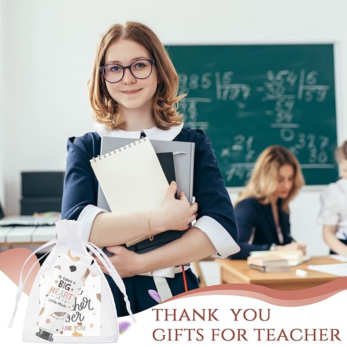 24 Sets Teacher's Day Teacher Appreciation Gifts Include Hand Cream Bulk Organza Bags Thank You Tags Inspirational Gift for Women Girls Party Supplies