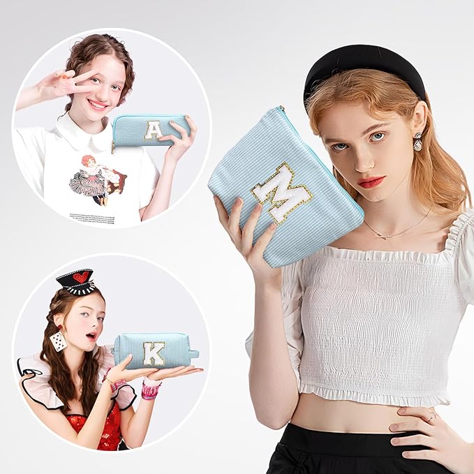 YOOLIFE Cute Makeup Bags - Cosmetic Bag for Women | Initial Makeup Bag | Personalized Gifts