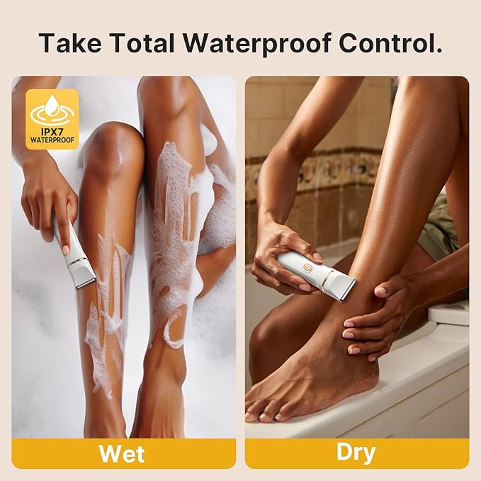 Upgraded Bikini Trimmer for Women, [2in1 & Painless] Electric Face Razors/Shaver for Woman, [Waterproof] Pubic Body Hair Trimmer, Replaceable Ceramic Blade, Superior Charge Dock, Gifts for Women