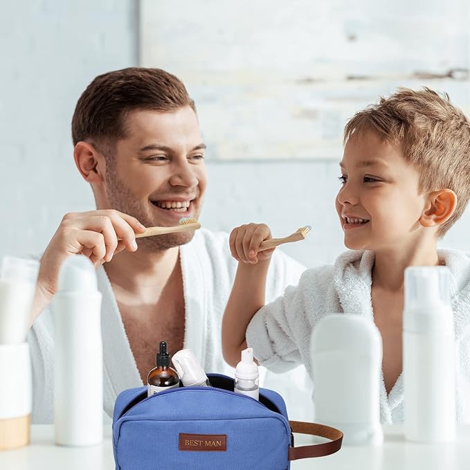 Eccliy 6 Set Groomsmen Gifts Men Toiletry Bags Men's Travel Shaving Kit Bathroom Bags Water Resistant Toiletry Case for Wedding Groomsman Proposal Gift Travel Accessories(Blue)