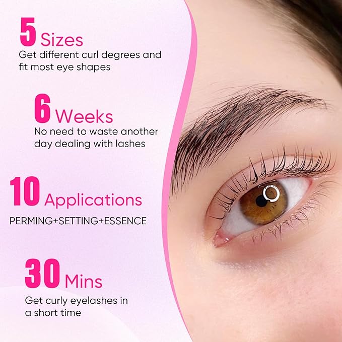 PERMANIA Lash Lift Kit, Lash Perm Kit, Fast Eyelash Lifting 5 Minutes DIY at Home with Strong Glue Disposable Sachet Lash Lifting Kit Last 6 Weeks (30pcs）