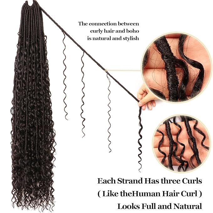 8 Packs Goddess Faux Locs Crochet Hair-30 Inch Boho Soft Locs Crochet Hair for Black Women (#2, 30 Inch(Pack of 8))