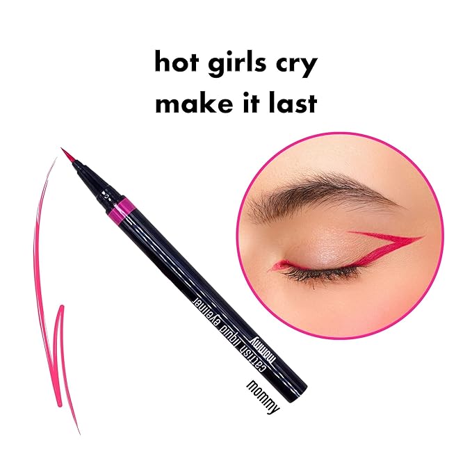 Catfish Liquid Eyeliner, Waterproof Liquid Eyeliner, Long Lasting Makeup with Fine Brush Tip Easy Apply Satin Finish, Smudge-Proof & Transfer-Proof - Mommy (Pink)