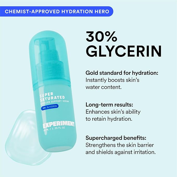 Super Saturated Hydrating Barrier Serum – 30% Glycerin for Deep Moisture, Plump & Dewy Skin | Niacinamide & Polyglutamic Acid, 1.35 FL OZ – Vegan for All Skin Types