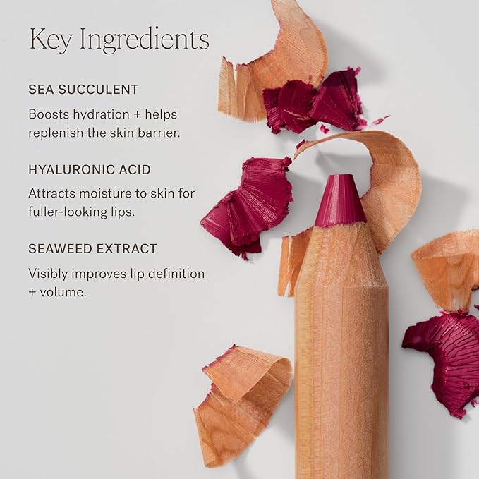 ILIA - Lip Sketch Hydrating Crayon | Non-Toxic, Cruelty-Free, Hyaluronic Acid, Hydrating + Long Lasting, Crease-Resistant, Demi-Matte (Rhyme)