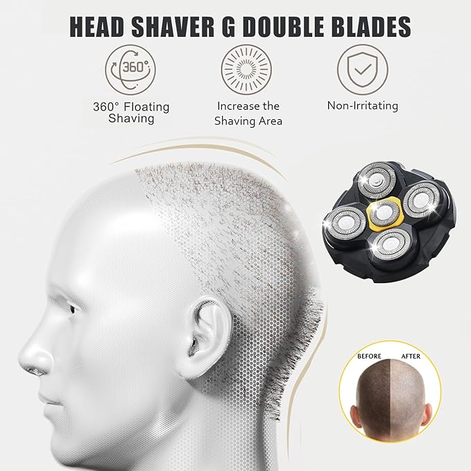 Shaver Replacement Heads Compatible with Microtouch Titanium Head Shaver, for Bald Men 4 Pack