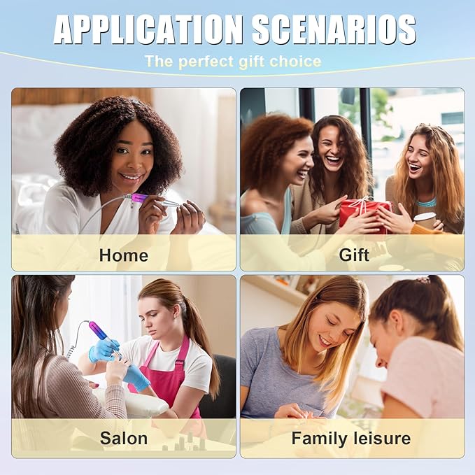 Electric Professional Nail Drill 35000 RPM,Electric Nail File Efile Machine Set,Rechargeable Acrylic Nail Tool Kit,Manicure Pedicure Gel Grinder Polish for Home Salon Teach(Sunset Blue)