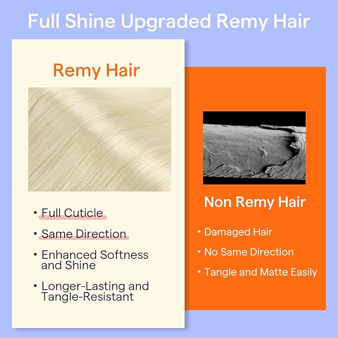 Full Shine Blonde Hair Extensions Real Human Hair Clip in Hair Extensions Blonde Invisible Human Hair Extension Remy Straight Hair for Medium Length 14 Inch 7 Pcs 120 G