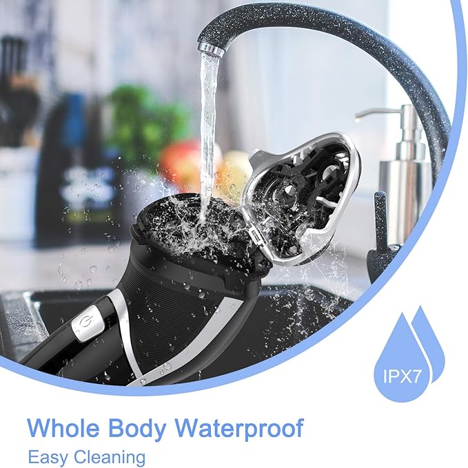 Men's Electric Shaver - MAX-T Corded and Cordless Rechargeable 3D Rotary Shaver Razor for Men with Pop-up Sideburn Trimmer Wet and Dry with Wall Adapter 100-240V