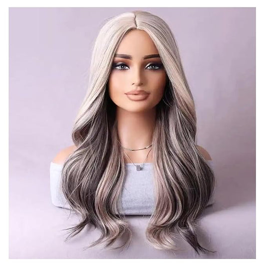 BERON Blonde Brown Wigs Long Wavy Wig for Women Curly Highlights Color Girls Wig Heat Resistant Synthetic Hair Wigs for Cosplay Party Daily or Use