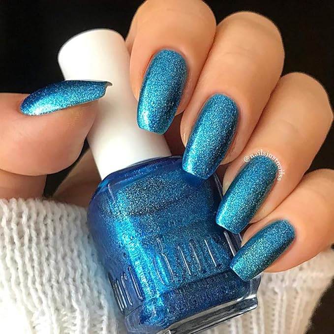 duri Nail Polish, 759 Google Me, Striking Blue Ingrained with Glitter, Full Coverage, Lasting, Quick Drying, 0.45 Fl Oz