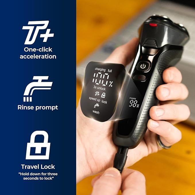 Cordless Electric Razor for Men: 3-in-1 Shaver for Beard/Nose/Sideburns - IPX7 Waterproof Travel Kit - Turbo Speed & Precision Blades