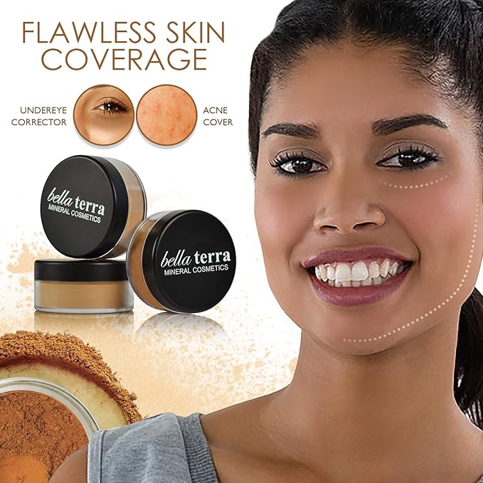 Bellaterra Cosmetics Mineral Powder Foundation | Long-Lasting All-Day Wear | Buildable Sheer to Full Coverage – Matte | Sensitive Skin Approved | Natural SPF 15 (Cafe) 9 grams