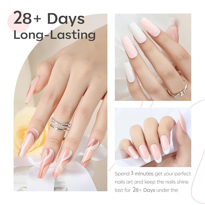modelones Gel Nail Polish Set - 6 Colors Nude Pink Milky White Gel Polish Set Light Neutral Pink Nail Polish Barely Pink Soak Off LED Starter Kit Popular Nail Art DIY Manicure Gifts