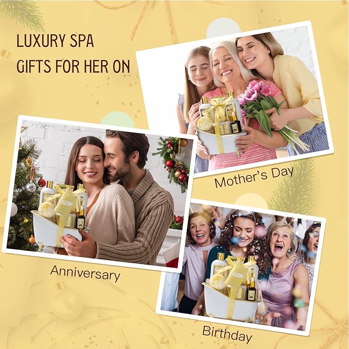 Mothers Day Gifts for Mom - 7-Piece Honey Almond Spa Gift Set for Women, Bath & Body Gift Set, Bath Collection with Bath Bomb & More | Christmas, Birthday Gifts for Her, All Occasion Holiday Present