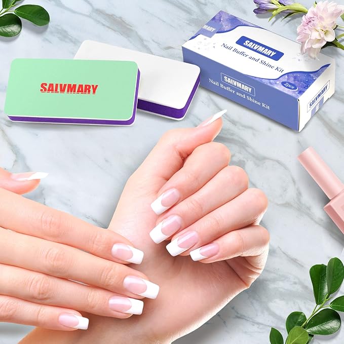 Nail Shine Buffer Blocks & Professional Disposable Manicure Kit Bundle