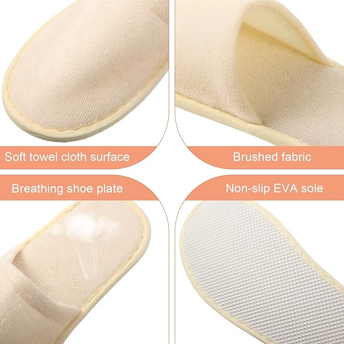 Geyoga 12 Pair Disposable House Slippers for Guests Non Slip Disposable Slippers for Spa Travel Hotel Shoeless Home Bride Bathroom Bedroom