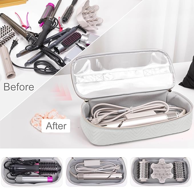 Hair Tools Travel Case with Black Hair Dryer Bag, Hair Tools Travel Carrying Case for Shark FlexStyle/SmoothStyle - Hair Air Wrap Dryer Case Flat Curling Iron Travel Organizer