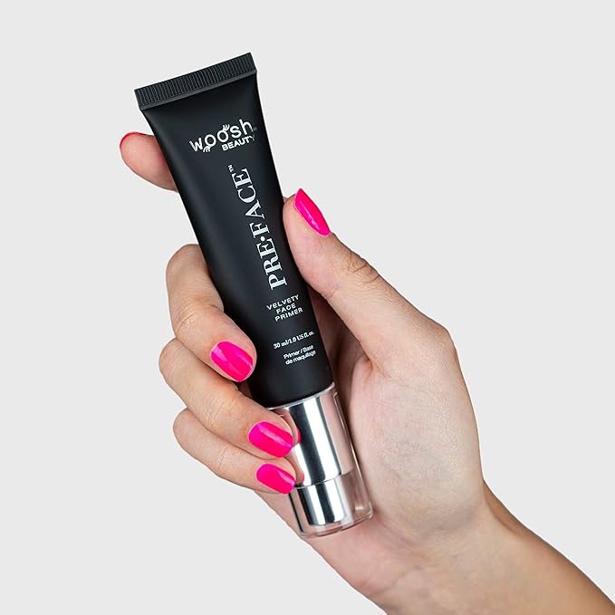 Woosh Beauty, Pre•Face Velvety Face Primer, Hydrating & Long Lasting, Vegan, Pore Minimizer & Wrinkle Filler, Grips your Makeup (Full Size, 30 ml)