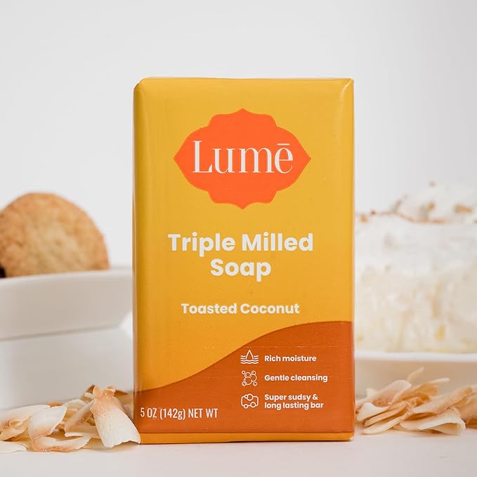 Lume Triple Milled Soap - Rich Moisture & Gentle Cleansing - Paraben Free, Phthalate Free, Skin Safe - 5 ounce (5 Ounce (Pack of 1), Toasted Coconut)