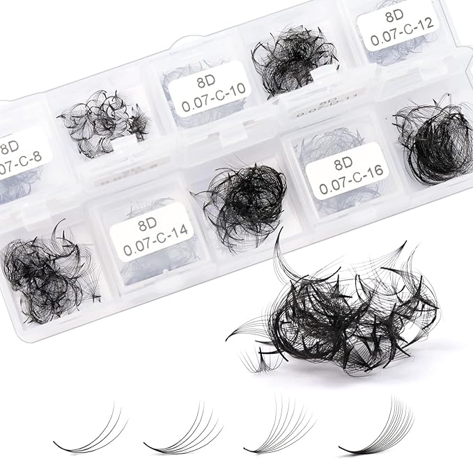 1000 Premade Fans Eyelash Extensions - 3D to 8D, 8-15mm Mixed Lengths, Thin Base, Pre-Made Lash Fans