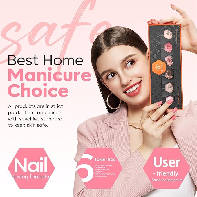 modelones Jelly Nail Polish, Summer 6 Colors Sheer Nude Pink Milky White Neutral Nude Nail polish Set Long Lasting Quick Dry Transparent Manicure DIY Nail Art Salon Home Gift for Women Girl