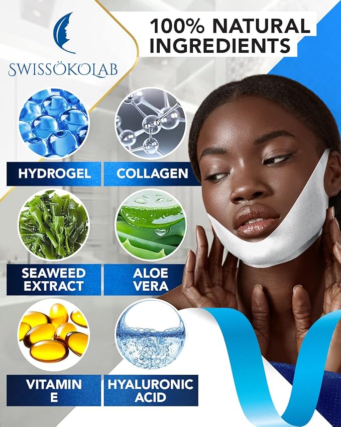 SWISSÖKOLAB Double Chin Reducer V Line Lifting Mask Face Slimming Strap Chin Neck V Shaped Lift Tape Chin Up Patch V Up Contour Tightening Firming