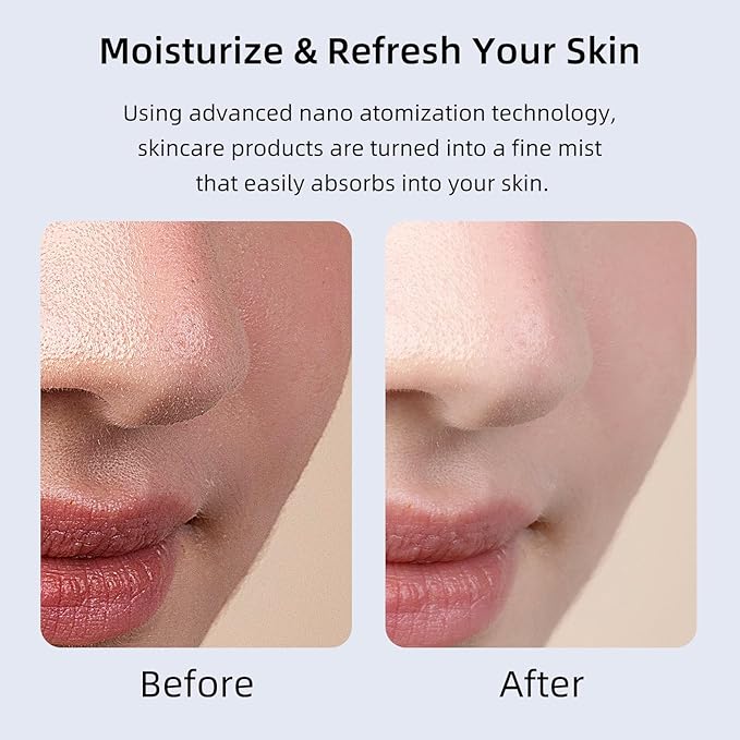 Facial Oxygen Spray Machine - High Pressure Nano Facial Steamer with 0.3mm Nozzle - Rechargeable Portable Nano Mist Injector Sprayer for Deep Moisturizing Face Skincare