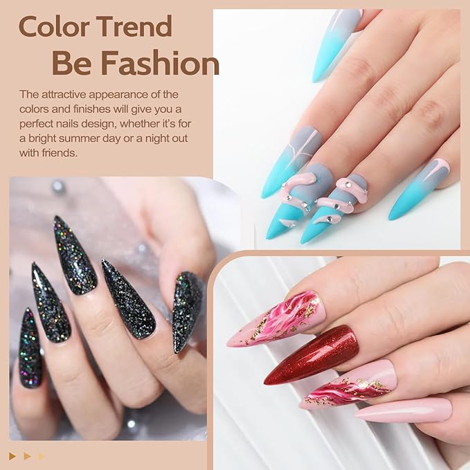 Lavender Violets 49 Pcs Gel Nail Polish Set, 45 Colors Gel Polish U V Nail Kit with Glitter Glossy Matte Base and Top Coat Set for Home Salon Manicure A906