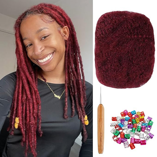 Afro Kinkys Bulk Human Hair for Dreadlock Extensions,Repair Locs, Twists and Braids, 30 Gram Each Package 100% Human Hair Afro Kinky Bulk Can be Dyed and Bleached (99J# 8inch)