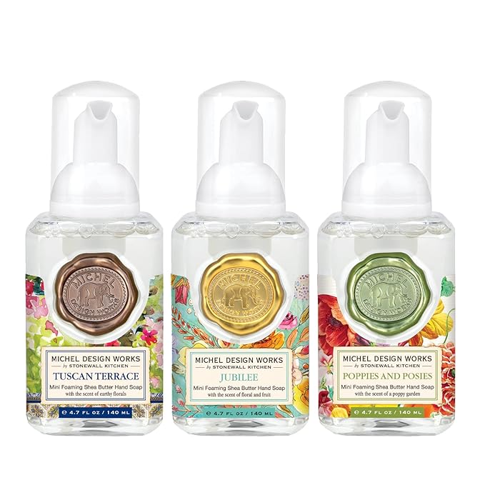 Michel Design Works Mini Foaming Soap 3-Pack Set (Tuscan Terrace, Jubilee, Poppies and Posies)