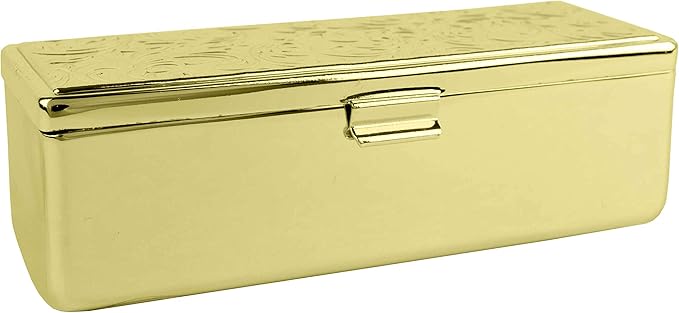Stephanie Imports Set of 2 Rectangular Vintage Lipstick Cases With Glass Mirror (Gold Victorian)