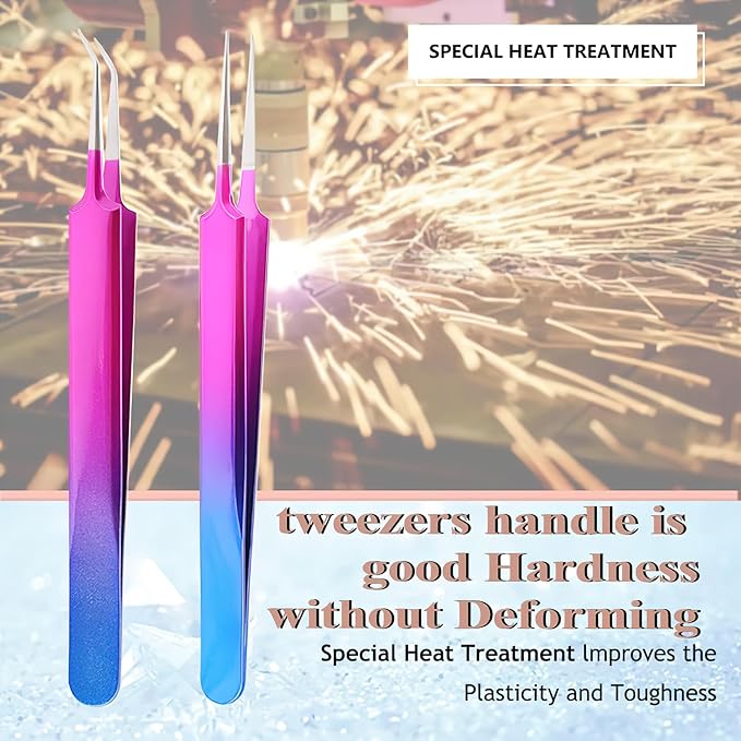 Isolation Lash Tweezers for Volume Eyelash Extension,Professional Precision Stainless Steel Las Purple 6.89inx1.5inx0.79in