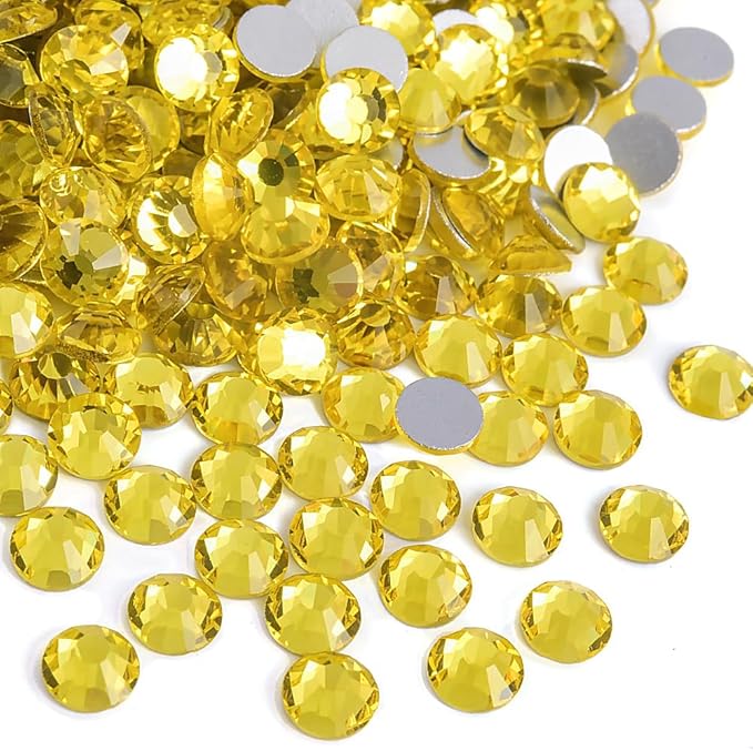 Blinginbox Flatback Rhinestones Bulk,14400pcs Crystal Round Loose Gemstones Glass Rhinestones for Crafts Makeup Nail Art Clothes Shoes DIY Decorations(SS20,4.6-4.8mm,Citrine)