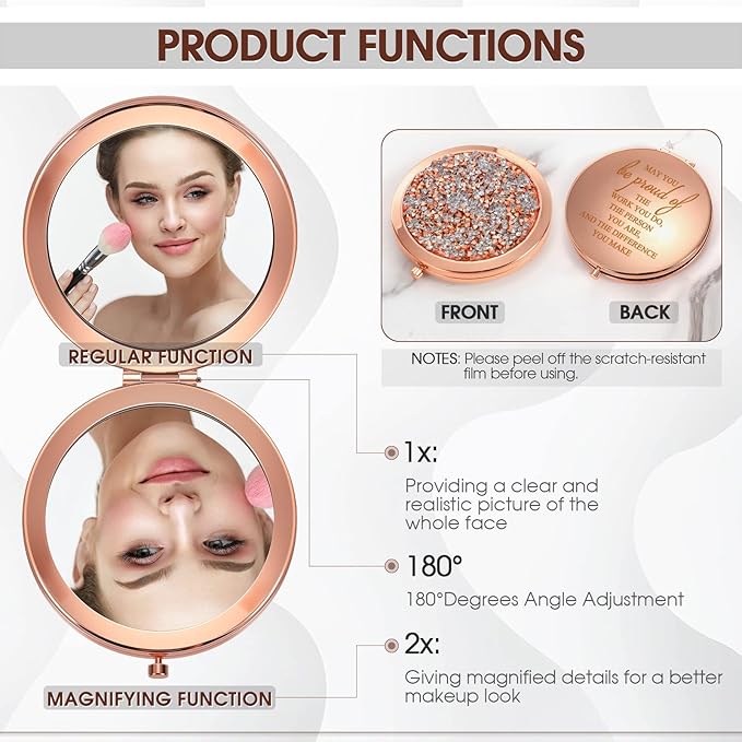 Unittype 30 Pcs Inspirational Compact Mirror Gifts for Women Employee Appreciation Gifts Pocket Magnifying Mirror Bulk May You Be Proud of The Work You Do for Makeup Coworker Mother's Day