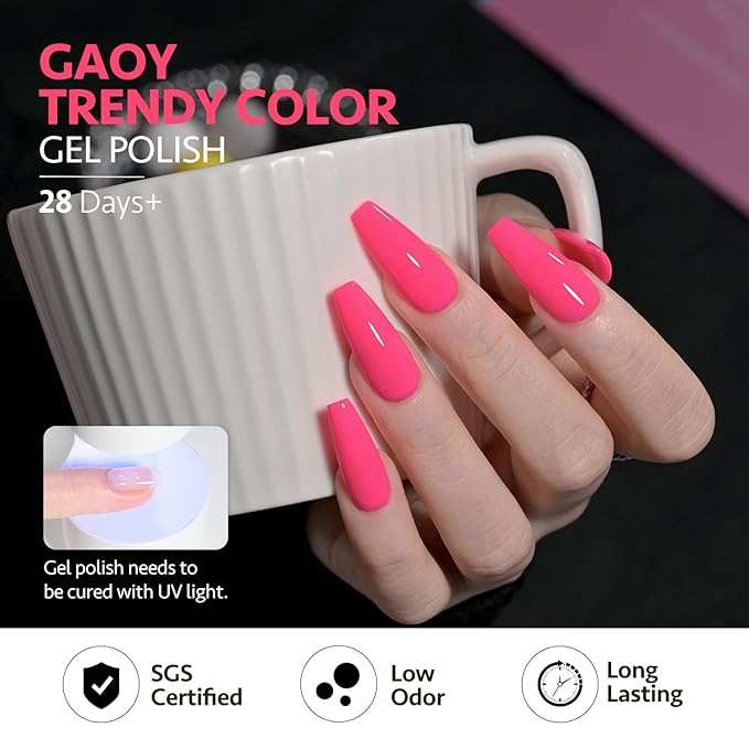 GAOY 23 Pcs Gel Nail Polish Kit, Bright Neon Rainbow Colors UV Gel Nail Polish Set with Glossy & Matte Top Coat and Base Coat for Nail Art DIY Kit