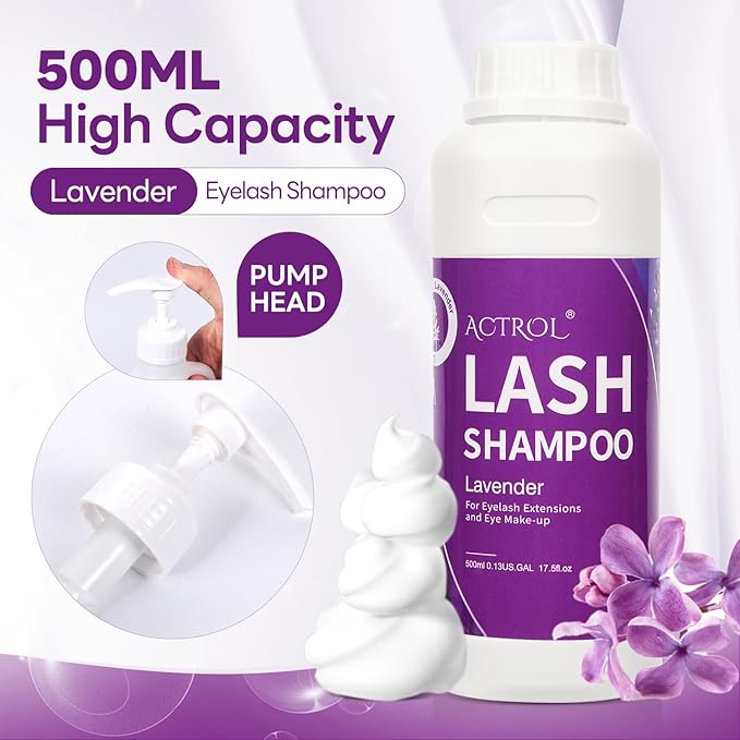 Lash Shampoo Lavender 500ml Eyelash Shampoo Lash Wash Shampoo Lash Cleanser Foam