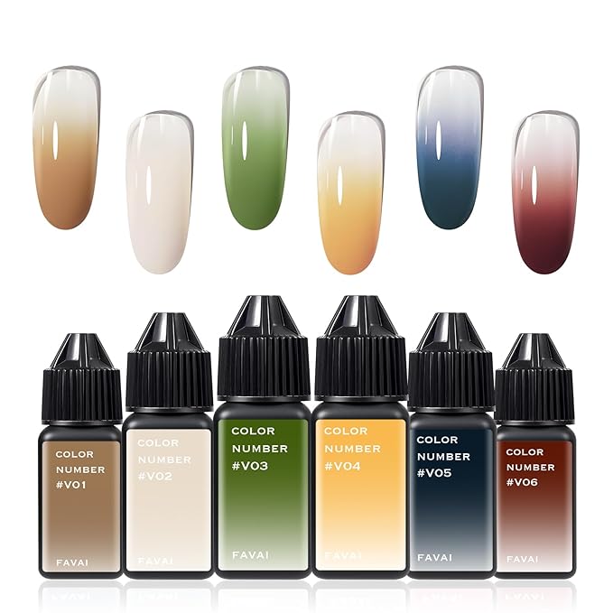 FAVAI 6 Colors Airbrush Gel Nail Polish Air Gel Set - Vintage Collection (#V) 6 * 15ml