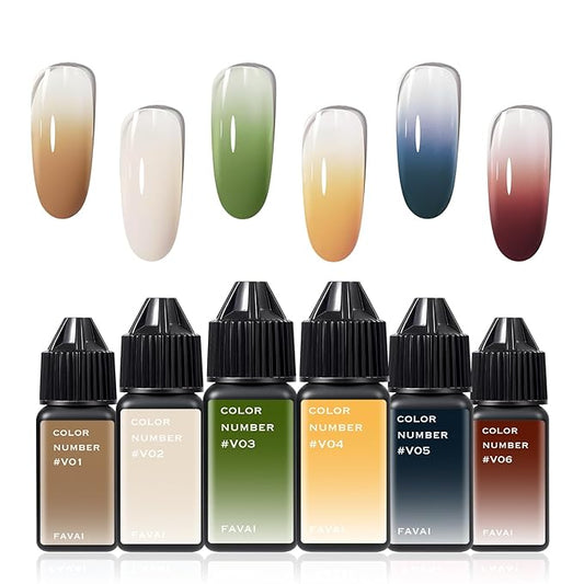 FAVAI 6 Colors Airbrush Gel Nail Polish Air Gel Set - Vintage Collection (#V) 6 * 15ml