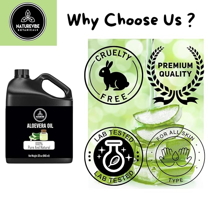 Naturevibe Botanicals Aloevera Oil 32 Ounces | 100% Pure and Natural | Great for Skin Care and Hair Care