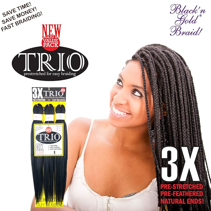 BNG 3X Pre-Stretched Braiding Hair, 28" Professional Itch Free Synthetic Fiber Braids Hair Extensions for Easy Braid, 3 PACKS (9 bundles), (#33 Dark Auburn)
