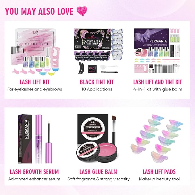 PERMANIA Lash Lift Kit, Lash Perm Kit, Fast Eyelash Lifting 5 Minutes DIY at Home with Strong Glue Disposable Sachet Lash Lifting Kit Last 6 Weeks (30pcs）