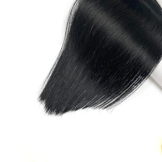 Sew in Hair Extensions Real Human Hair, 12Inch 80G Jet Black Hair Extensions Real Human Hair Bundles Sew in Weft Hair Extensions Human Hair Hand Tied Weft Hair Extensions for Women