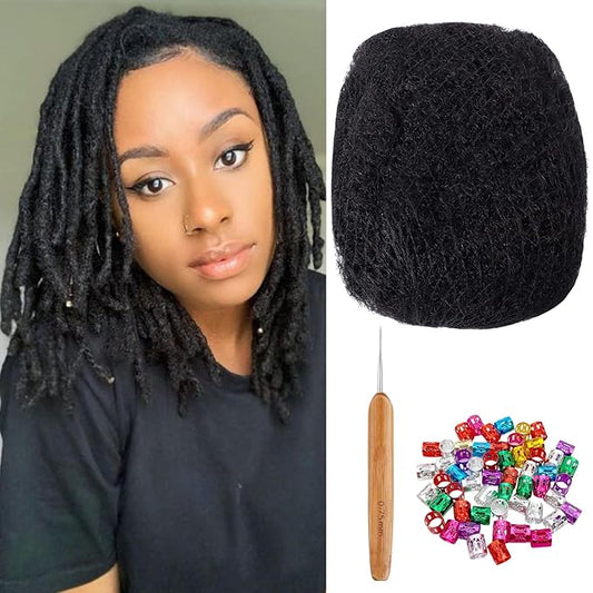 Afro Kinkys Bulk Human Hair for Dreadlock Extensions,Repair Locs, Twists and Braids, 30 Gram Each Package 100% Human Hair Afro Kinky Bulk Can be Dyed and Bleached (Natural Black, 8inch)