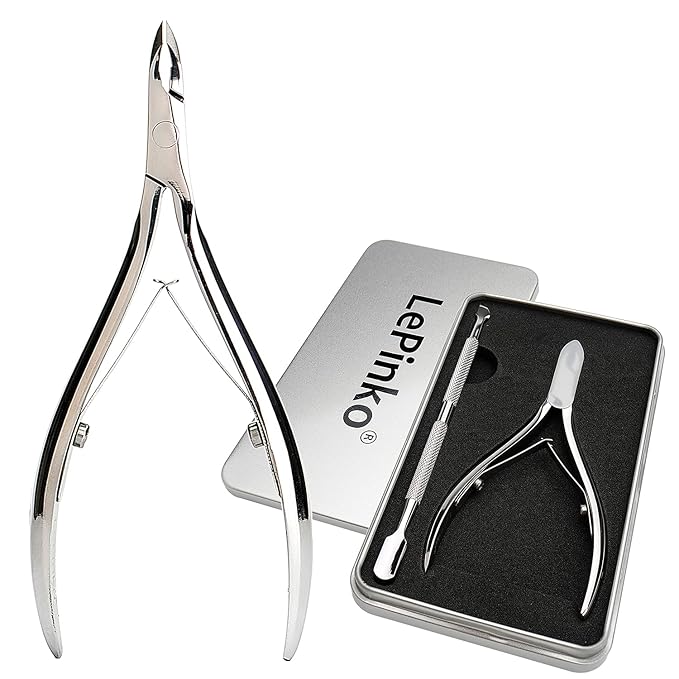 LePinko Salon-Quality Cuticle Trimmer with Cuticle Pusher and Cuticle Scissors Set