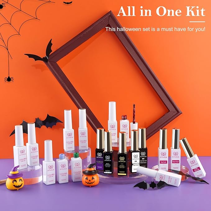 18pcs Nail Gel Polish Set, 10 Colors Gel Polish Set with 6pcs Base Coat and Glossy & Matte Gel Top Coat and 2 Colors Nail Art Gel, Glitter Nail Polish Starter Kit, Winter DIY Gift