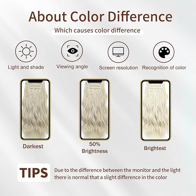 Clip in Hair Extensions for Women - 20 Inch Long Wavy Brown Extensions, 6PCS Ice Brown Hairpieces that Blend Naturally with Your Real Hair (20 Inch, Ice Blonde)