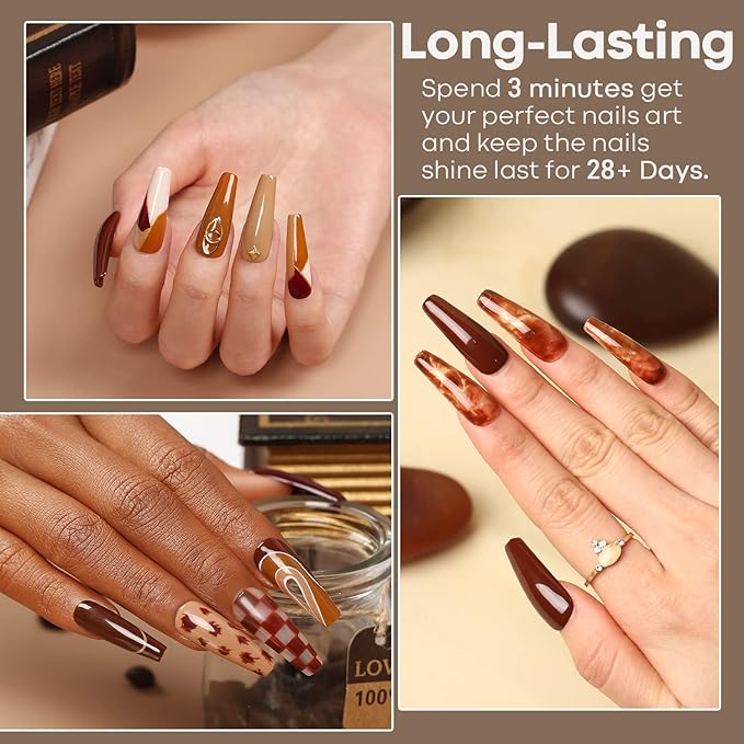 modelones Gel Nail Polish Set - 6 Colors Skin Tone Nude Gel Polish Brown Beige Khaki Nail Gel Polish Set Neutral All Skin Tones Soak Off French Nail Art Manicure DIY Home Salon Gift